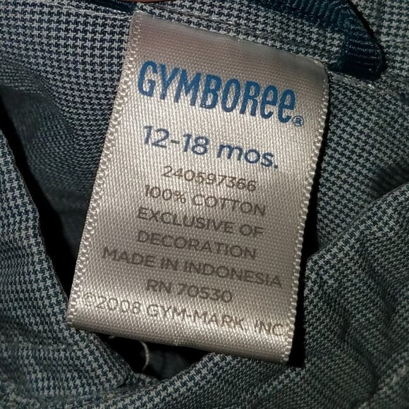 Gymboree Blue White Check Shirt Baby Boy 12-18 Months Button Front 100% Cotton - Picture 3 of 4